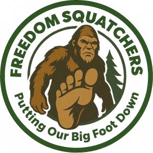 freedomsquatchers putting our big foot down circular logo v1